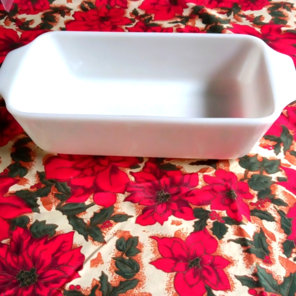 White glass bread baking dish